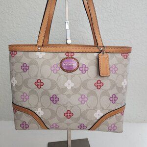 Coach Peyton Signature Khaki Satchel Handbag Purse